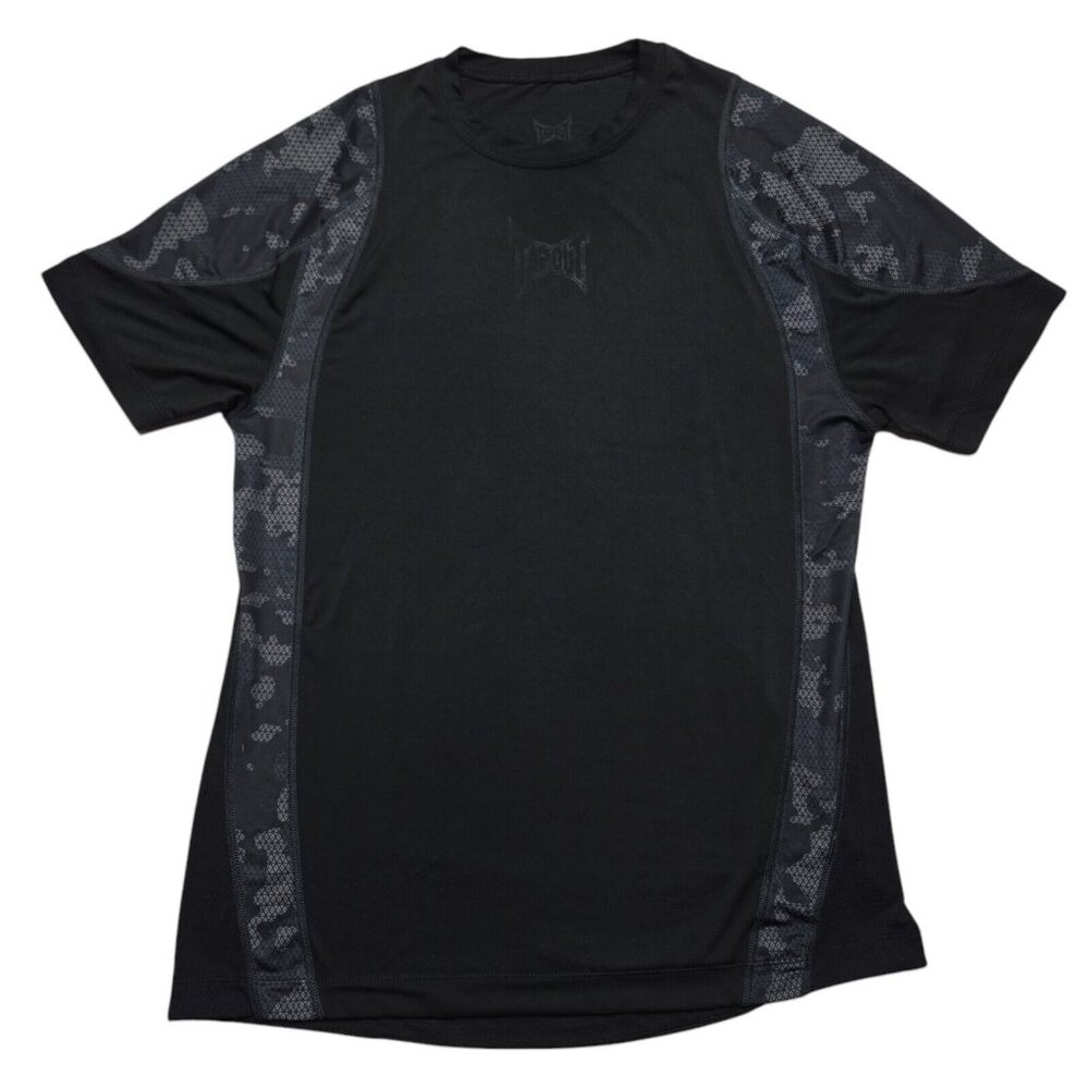 Tapout Shirt Mens Medium Black Camo Short Sleeve Breathable Stretch Activewear